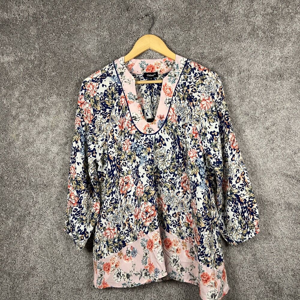 Tolani Shirt Womens Small Multicolor Floral SilkBohemian Long Sleeve Stitch Fix